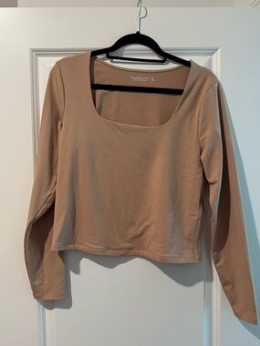 Abercrombie & Fitch Nude Scoop Neck Long Sleeve Top